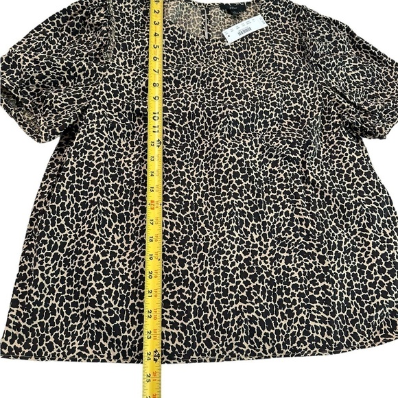 J. CREW Leopard Print Poplin Short Puff Sleeve Crisp Animal Cheetah Size Large - Picture 12 of 17